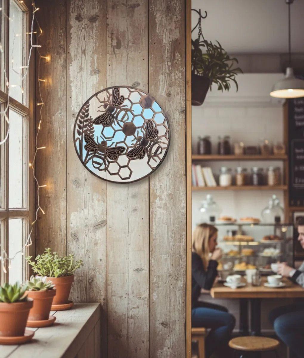 Espejo Decorativo Pared Diseño Apícola Botánico Adorno Jhn-3