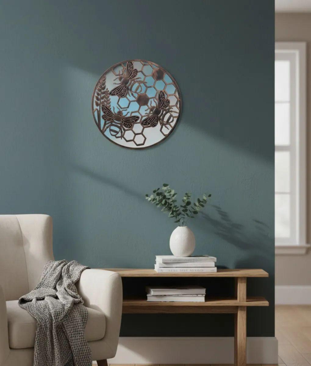 Espejo Decorativo Pared Diseño Apícola Botánico Adorno Jhn-7