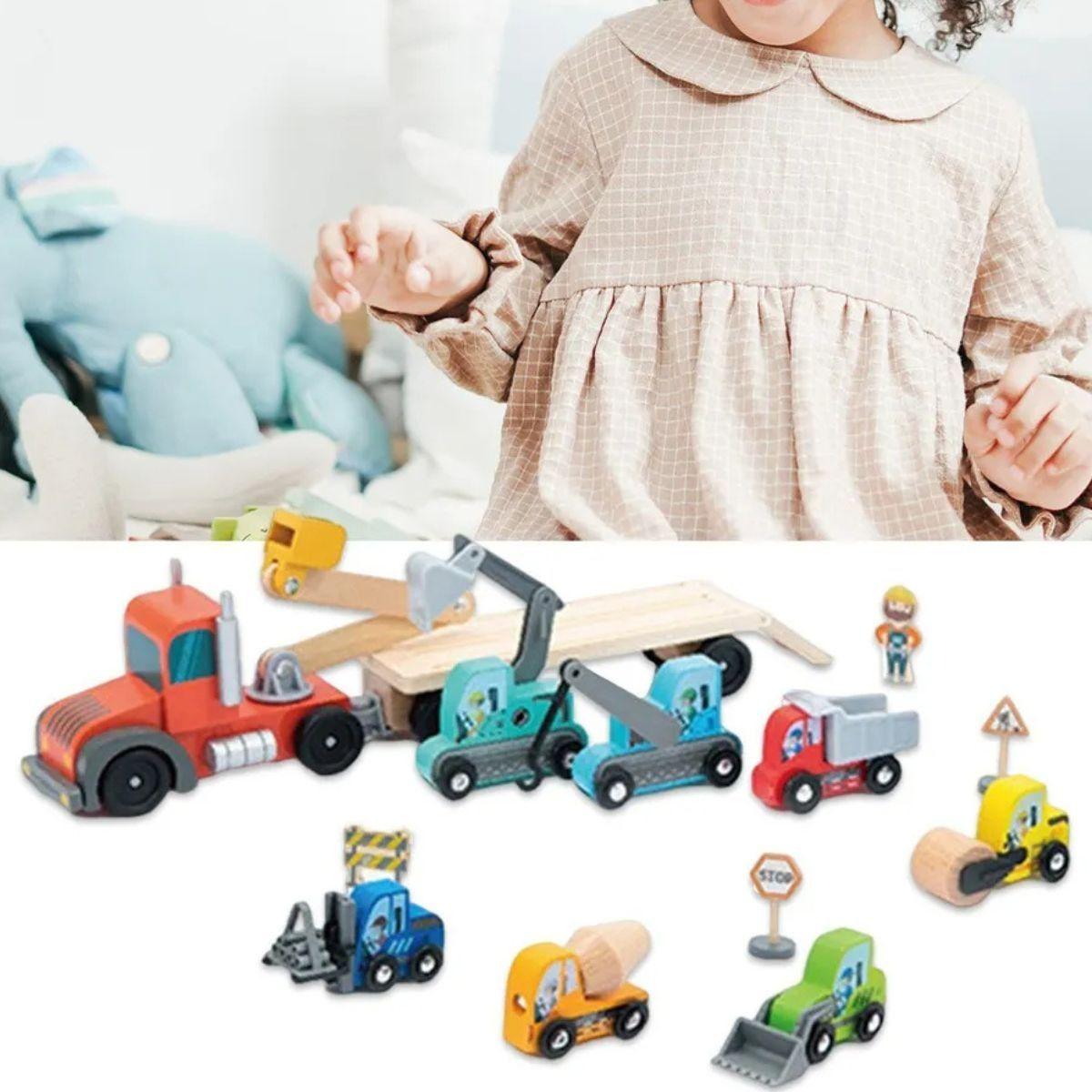 PACK JUGUETE MADERA ROMPECABEZAS VEHICULO CONSTRUCCION LAU-6