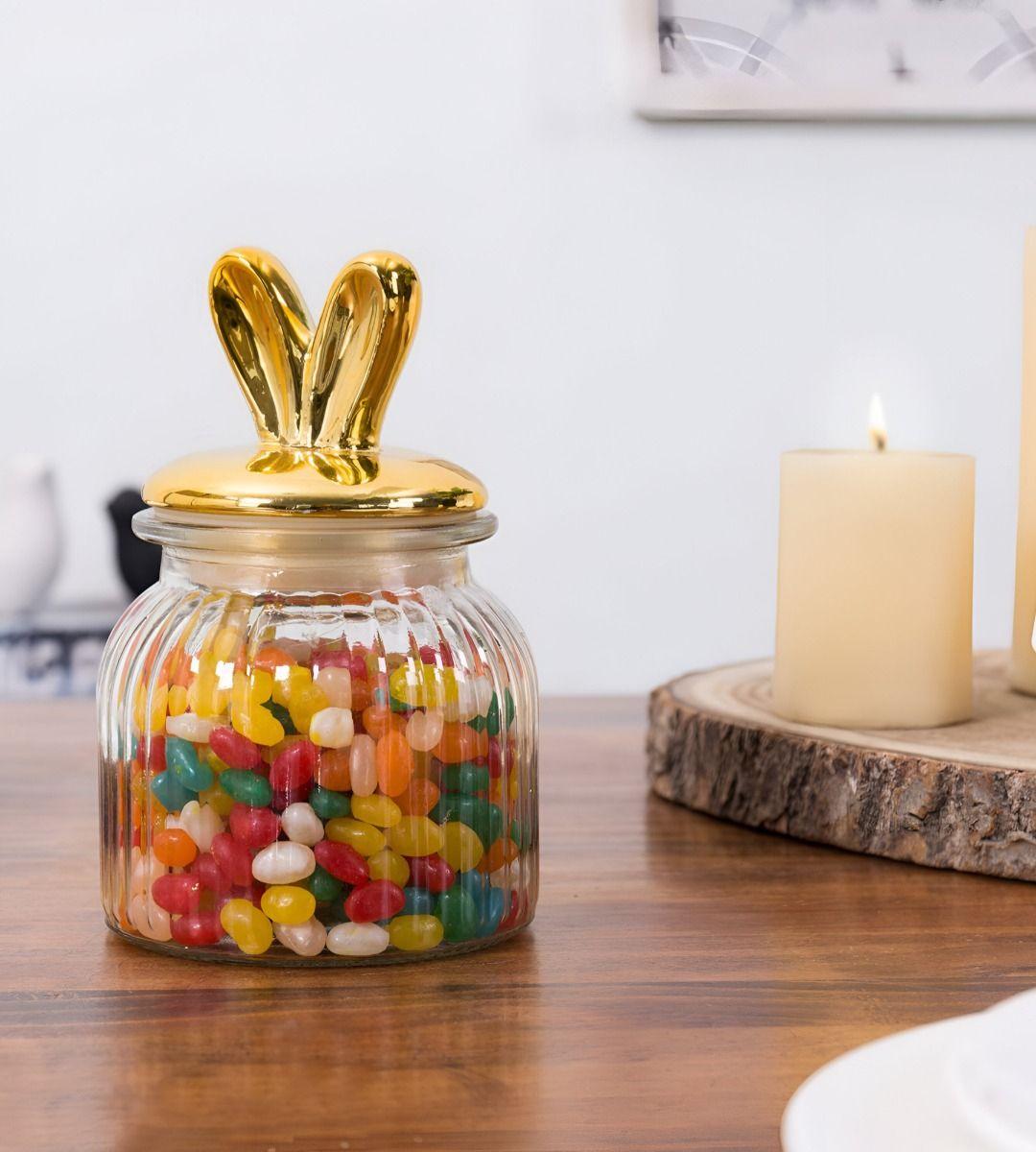 Tarro Almacenamiento Decorativa Tapa Orejas Conejo Jhn-7