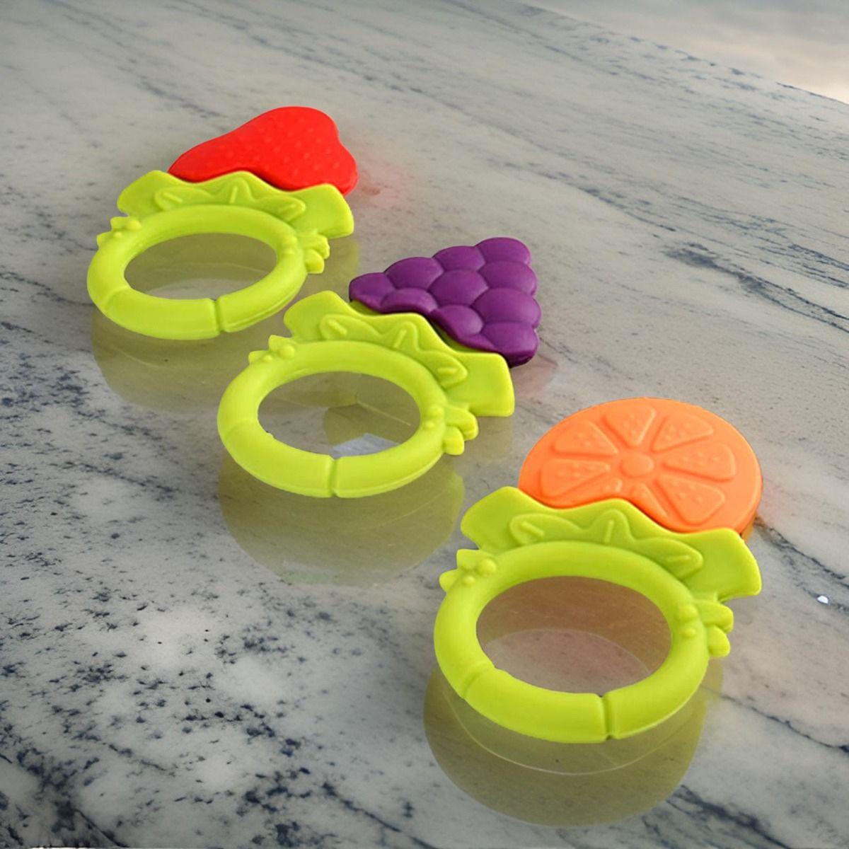 Set 6 Mordedor Forma Frutas Silicona Estuche Bebes Lau-2