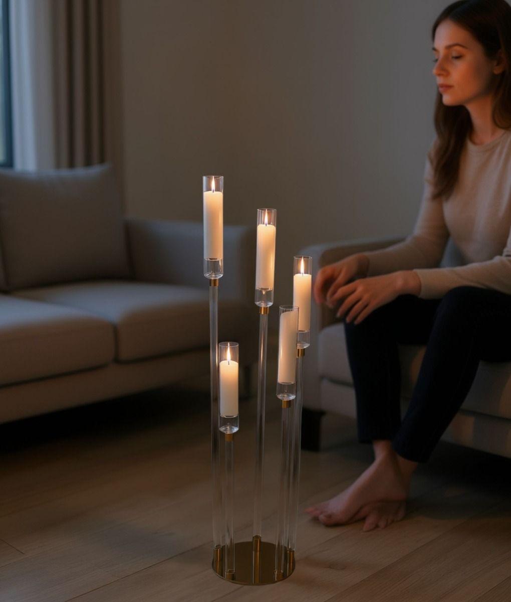 Portavelas Decorativo Funcional Moderno Piso Mesa Adorno Jhn-3