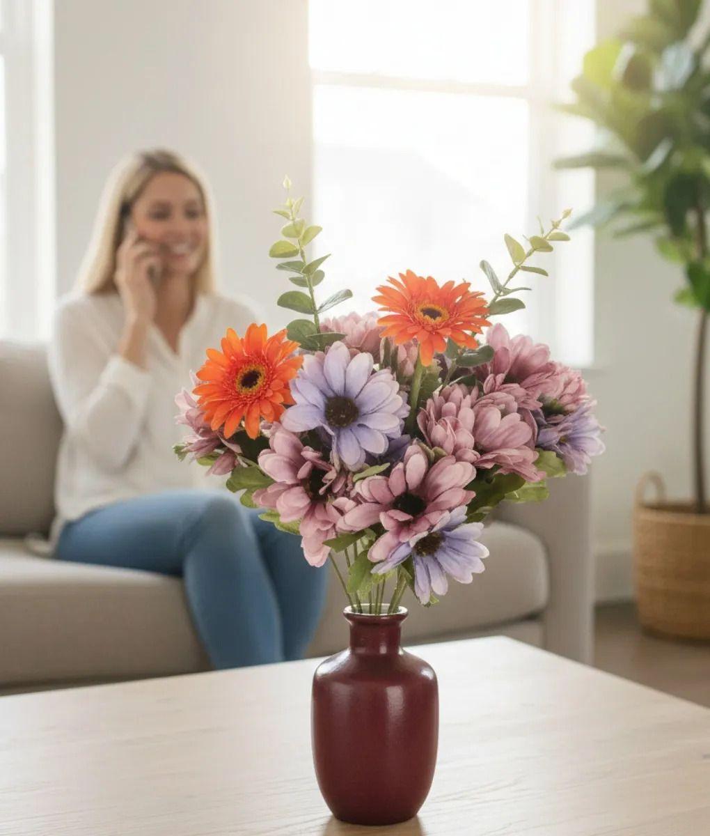 Set 2 Flores Artificiales Ramo Campestre Decorativo Jhn-3