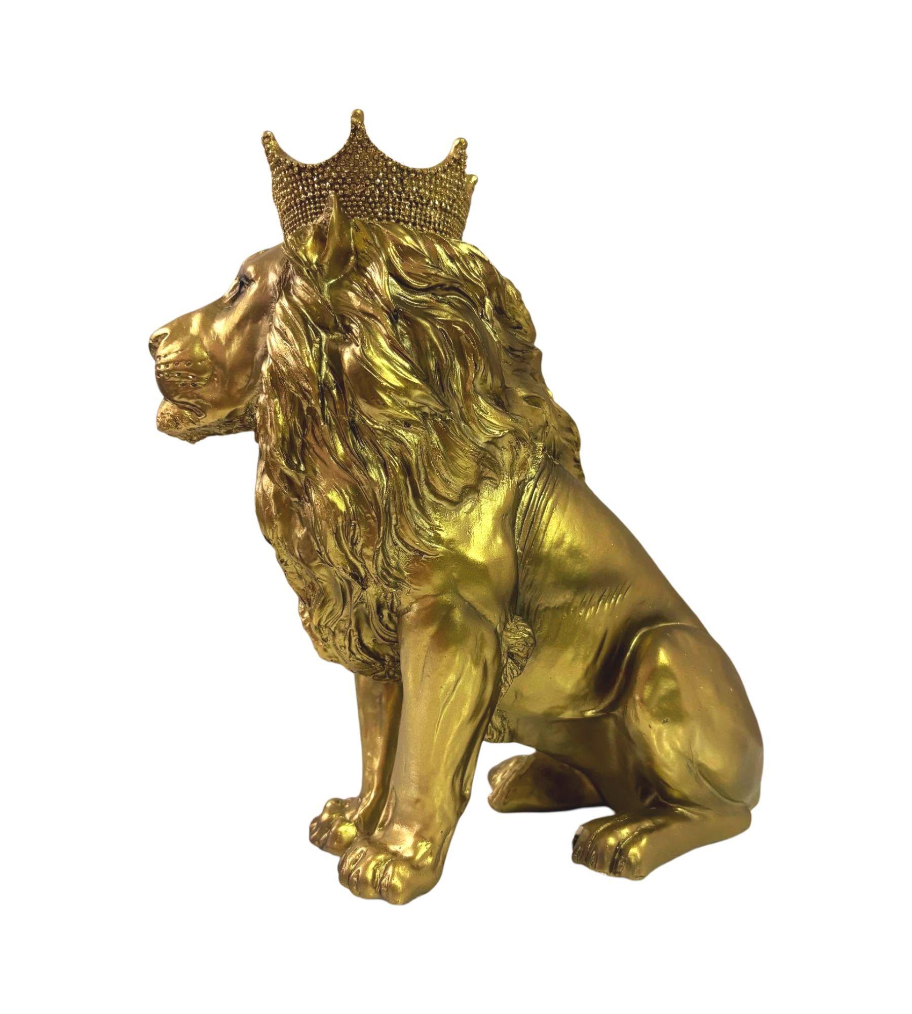 Figura Estatua León Sentado Decoración Dorado Jhn-0