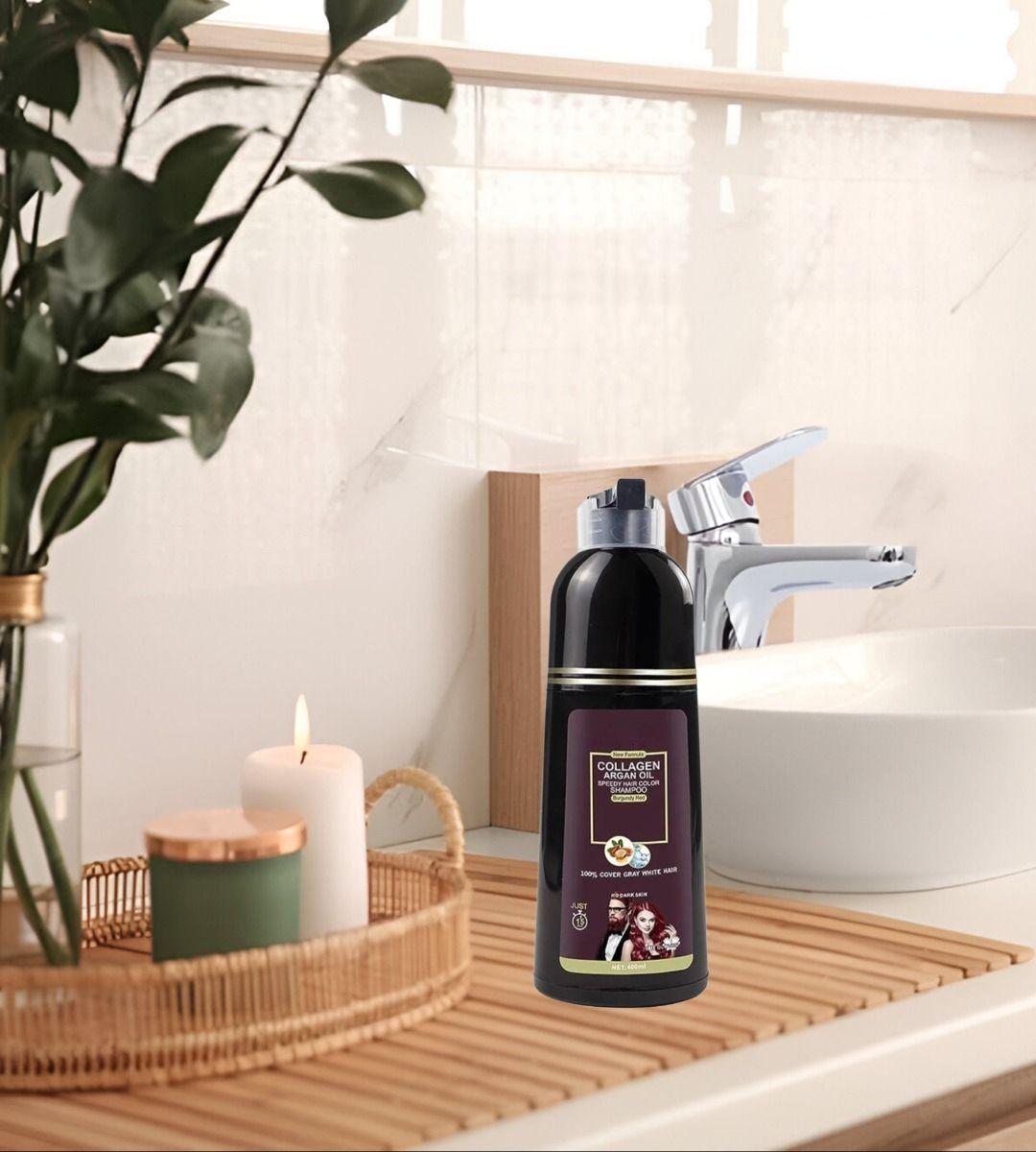 Shampoo Tinte Rojo Cubre Canas Suaviza Repara Cabello Jhn-6