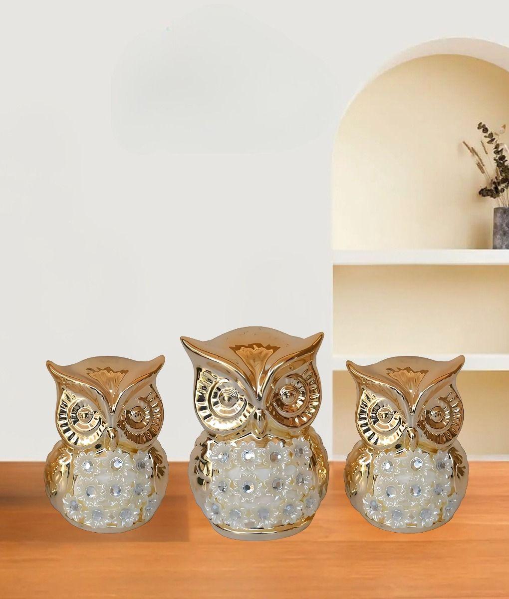 Set Búho Figura Decorativa Hogar Elegante Sabiduría Jhn-9