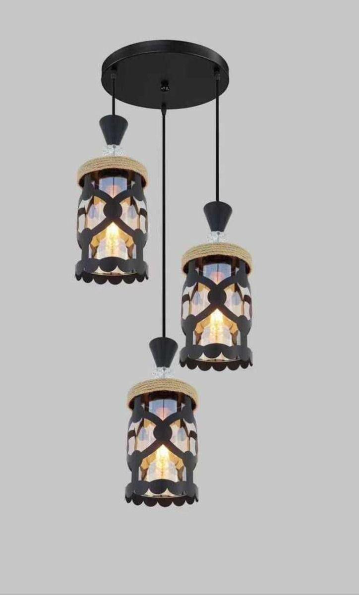Lampara Colgante Iluminacion Retro Vintage 3 Luces Hogar Lau-2