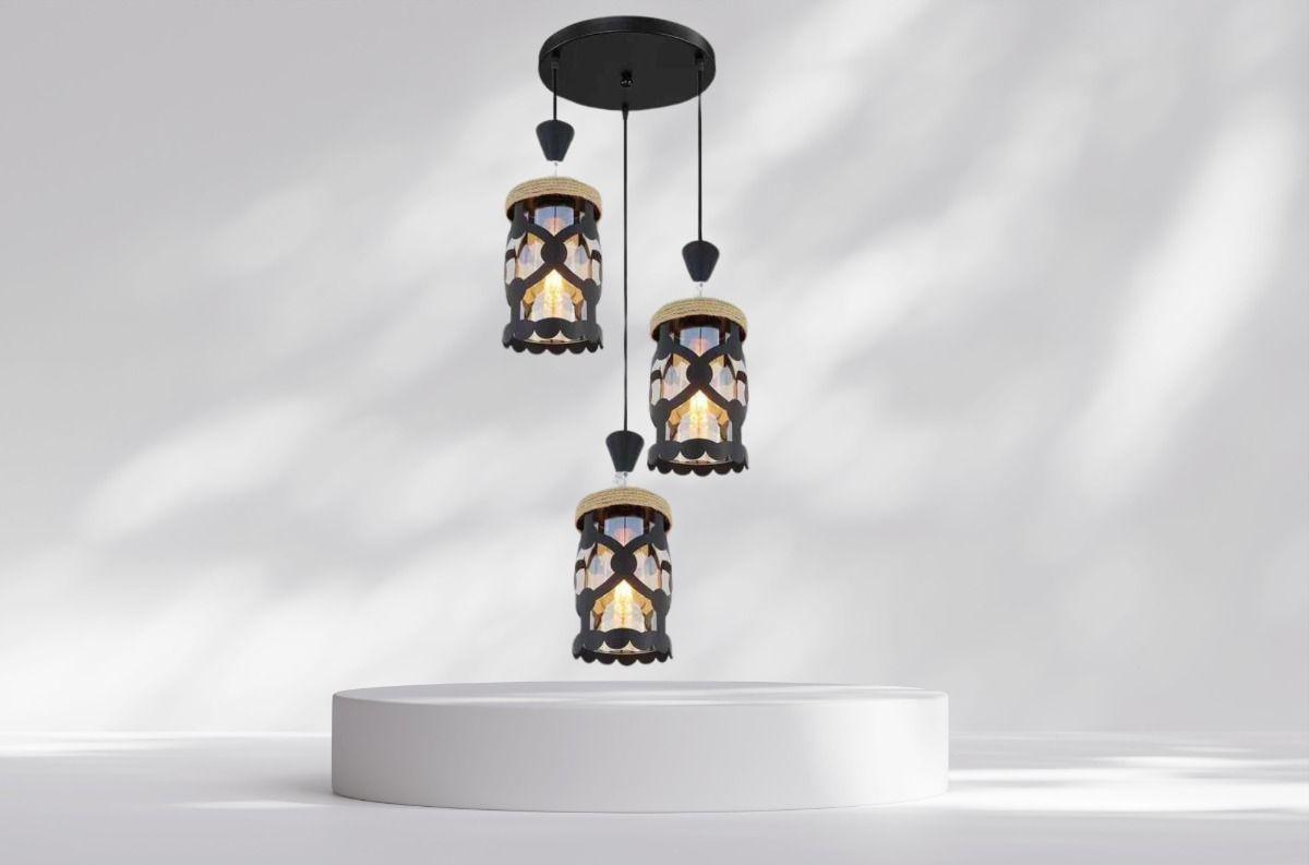 Lampara Colgante Iluminacion Retro Vintage 3 Luces Hogar Lau-8