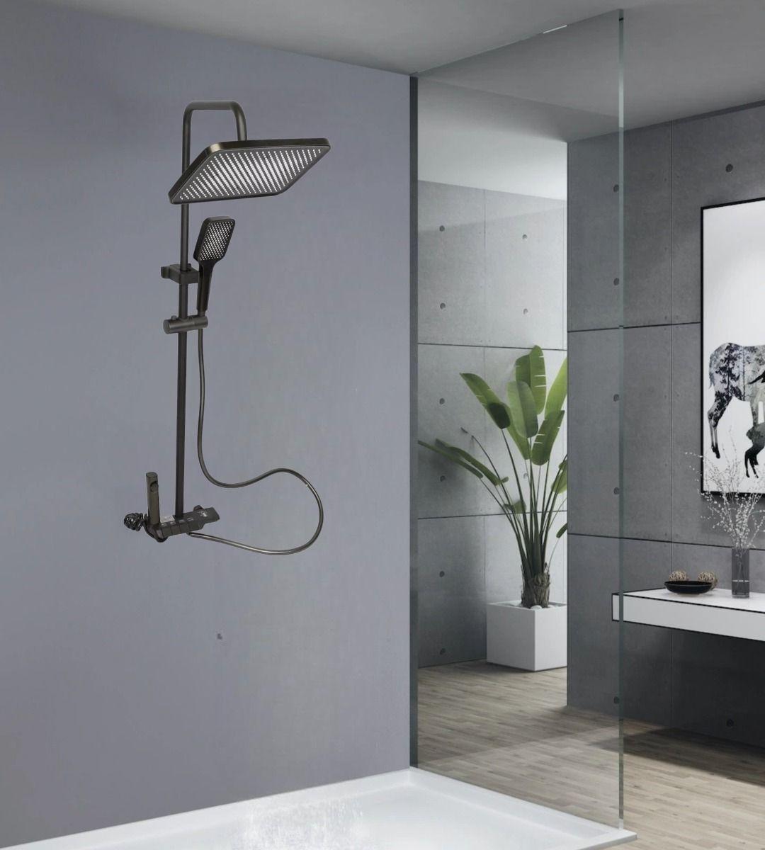 Regadera Ducha Cuadrada Columna Alta Presión Spray 4en1 Jhn-8