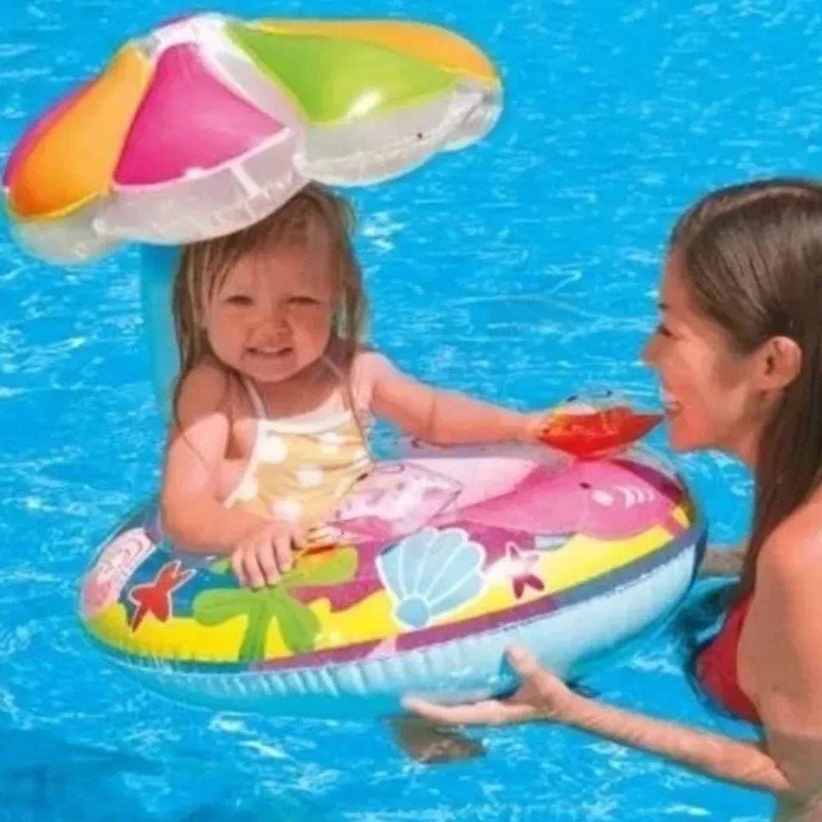 FLOTADOR INFLABLE CON SOMBRILLA PROTECCION SOLAR BEBES  LAU-5