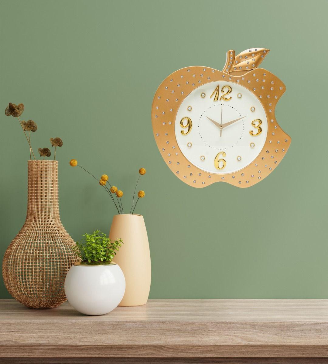 Reloj Pared Decorativo Forma Manzana Detalle Elegante Jhn-7