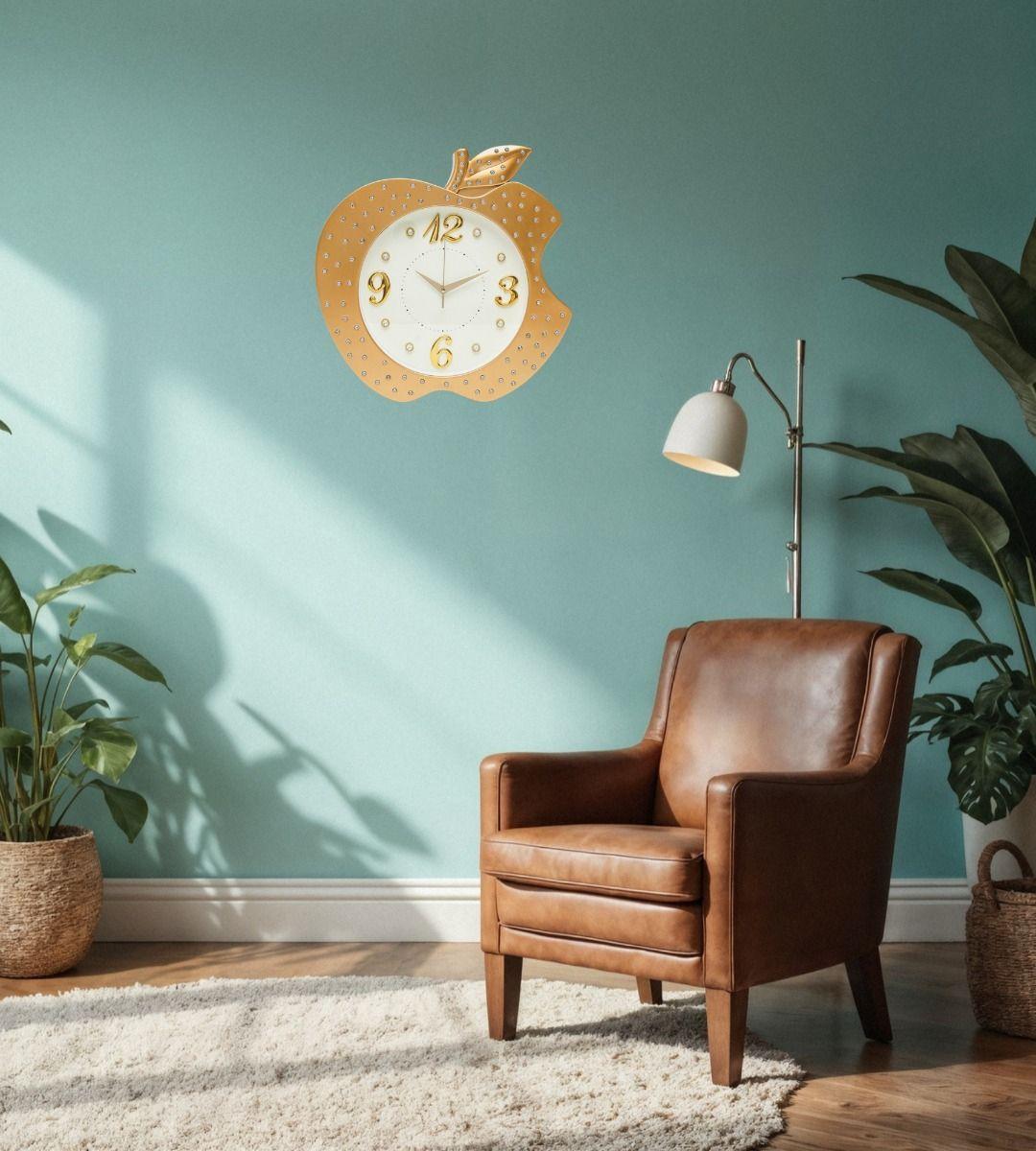 Reloj Pared Decorativo Forma Manzana Detalle Elegante Jhn-8