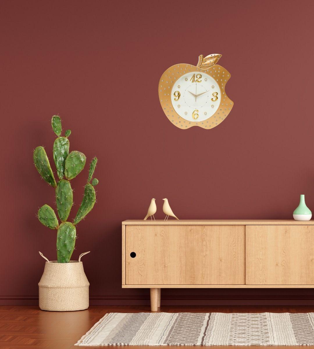 Reloj Pared Decorativo Forma Manzana Detalle Elegante Jhn-9