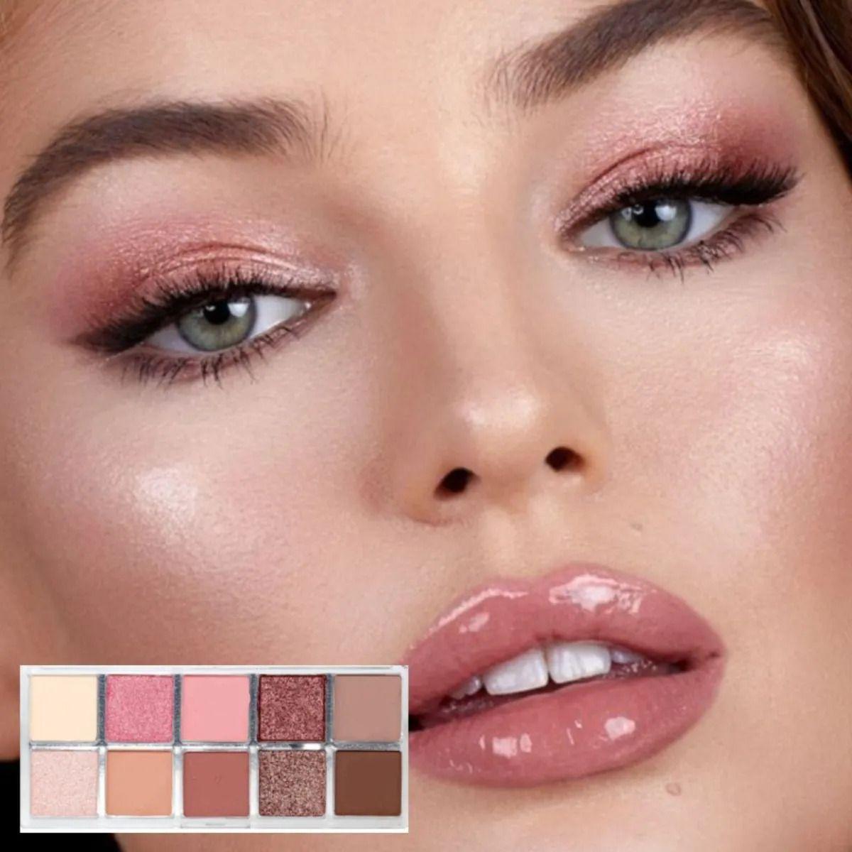 Paq 24 Paletas Sombras 10 Colores Cálidos Satinado Mate ALJ-8