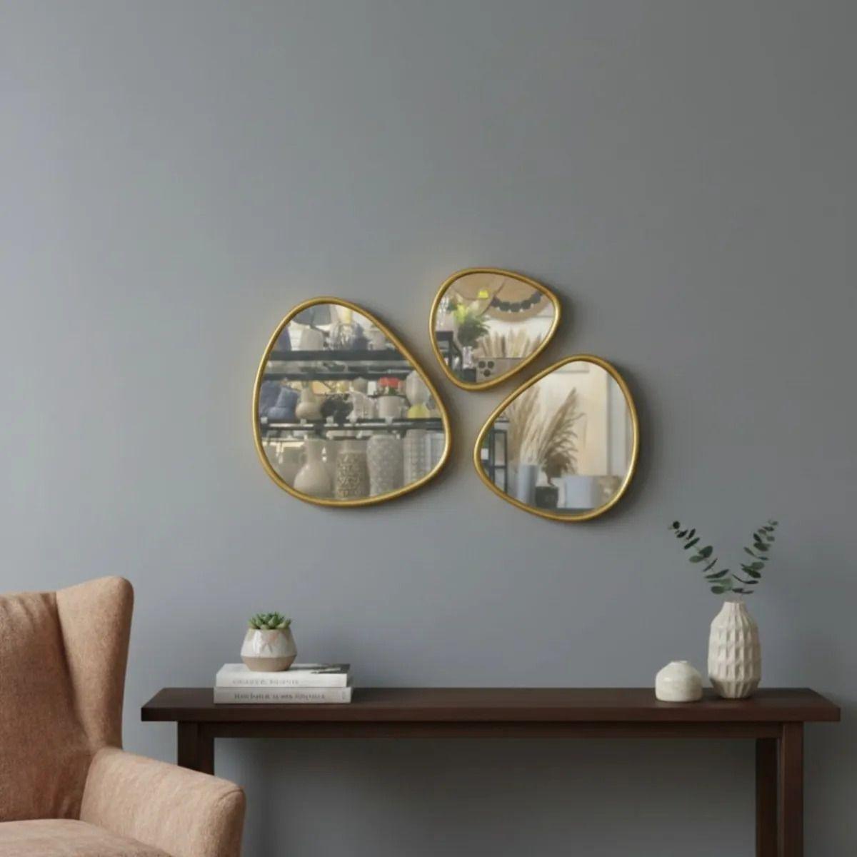 Set 3 Espejos Decorativos Pared Mural Reflejos de Arte AJ-8