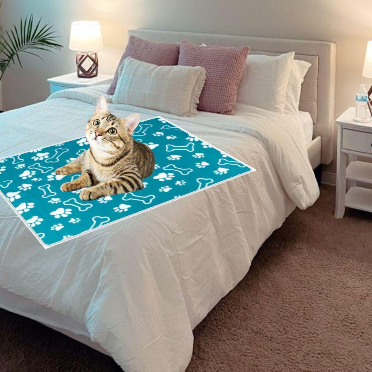 SET 3 MANTA TERMICA PARA MASCOTAS DISEÑO HUELLA 90X60 CM LAU-3