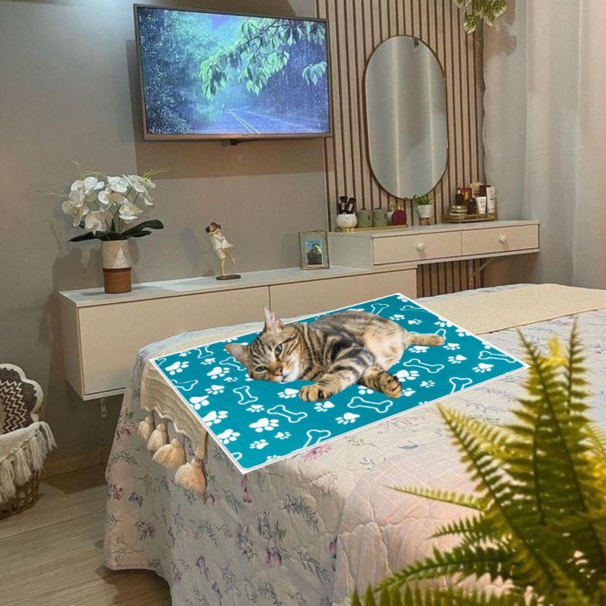 SET 3 MANTA TERMICA PARA MASCOTAS DISEÑO HUELLA 90X60 CM LAU-9