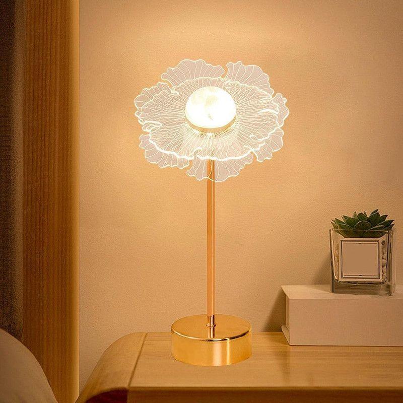 Lampara Mesa Noche Acrilica Decorativa Flores Dormitorio Lau-2