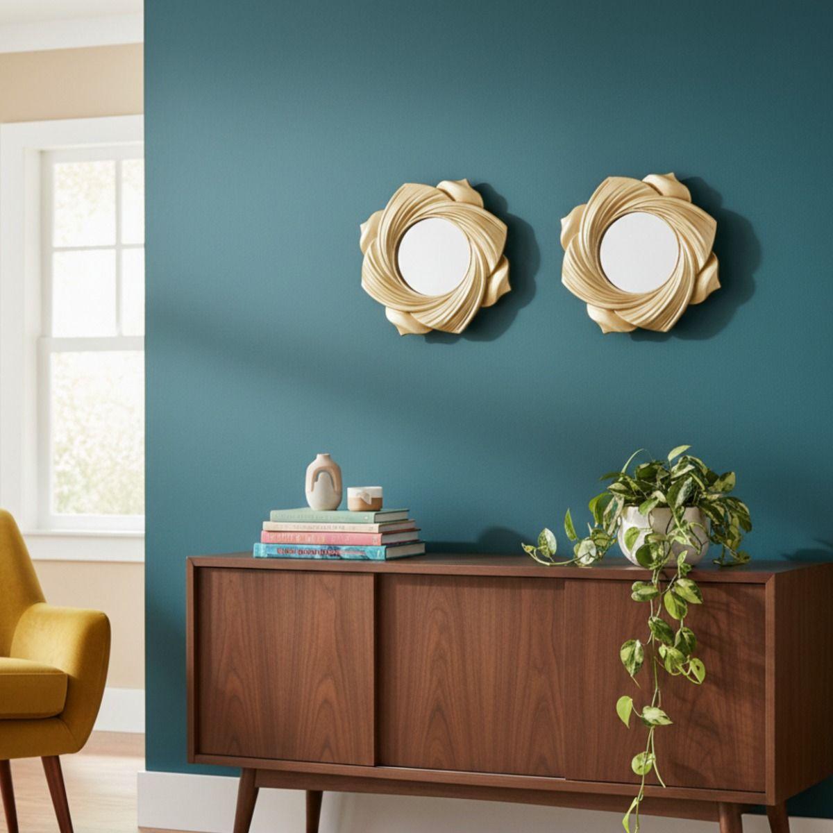 Set 2 Espejo Decorativo Pared Pétalo Flor Remolino Jhn-6