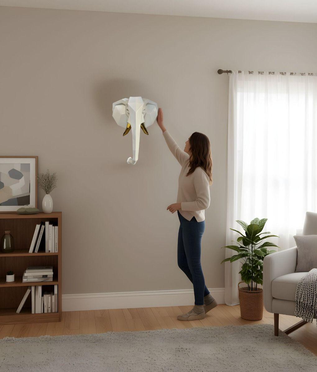 Estatua Decorativa Figura Cabeza Elefante Adorno Pared Jhn-2