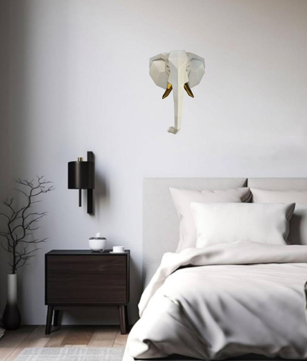 Estatua Decorativa Figura Cabeza Elefante Adorno Pared Jhn-8