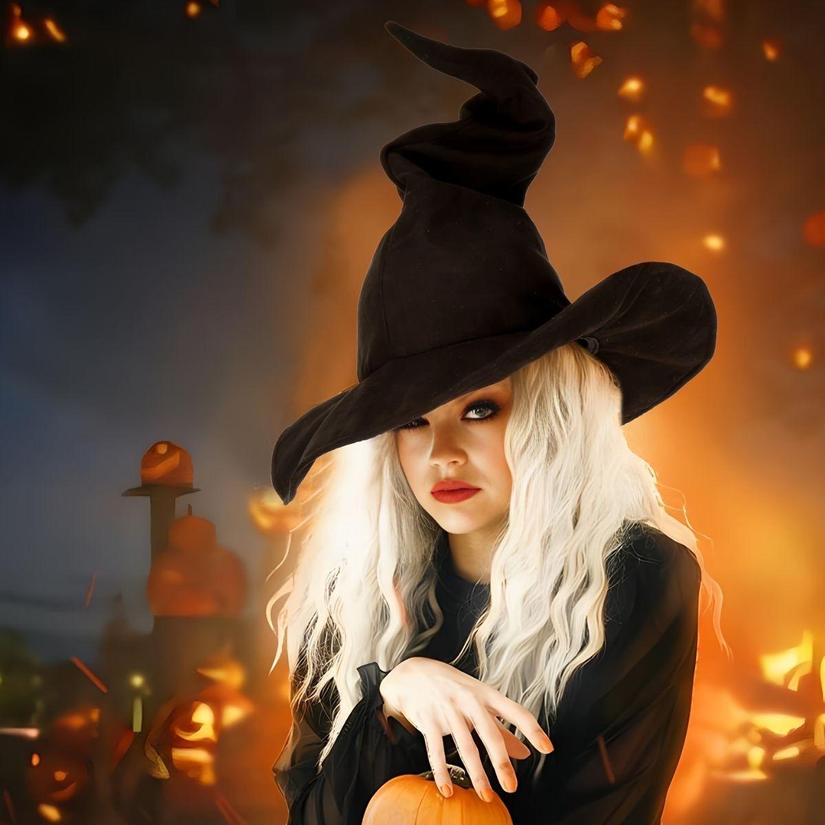 Sombrero Bruja Gamuza Halloween Unisex Flexible Pack x12 Jhn-3