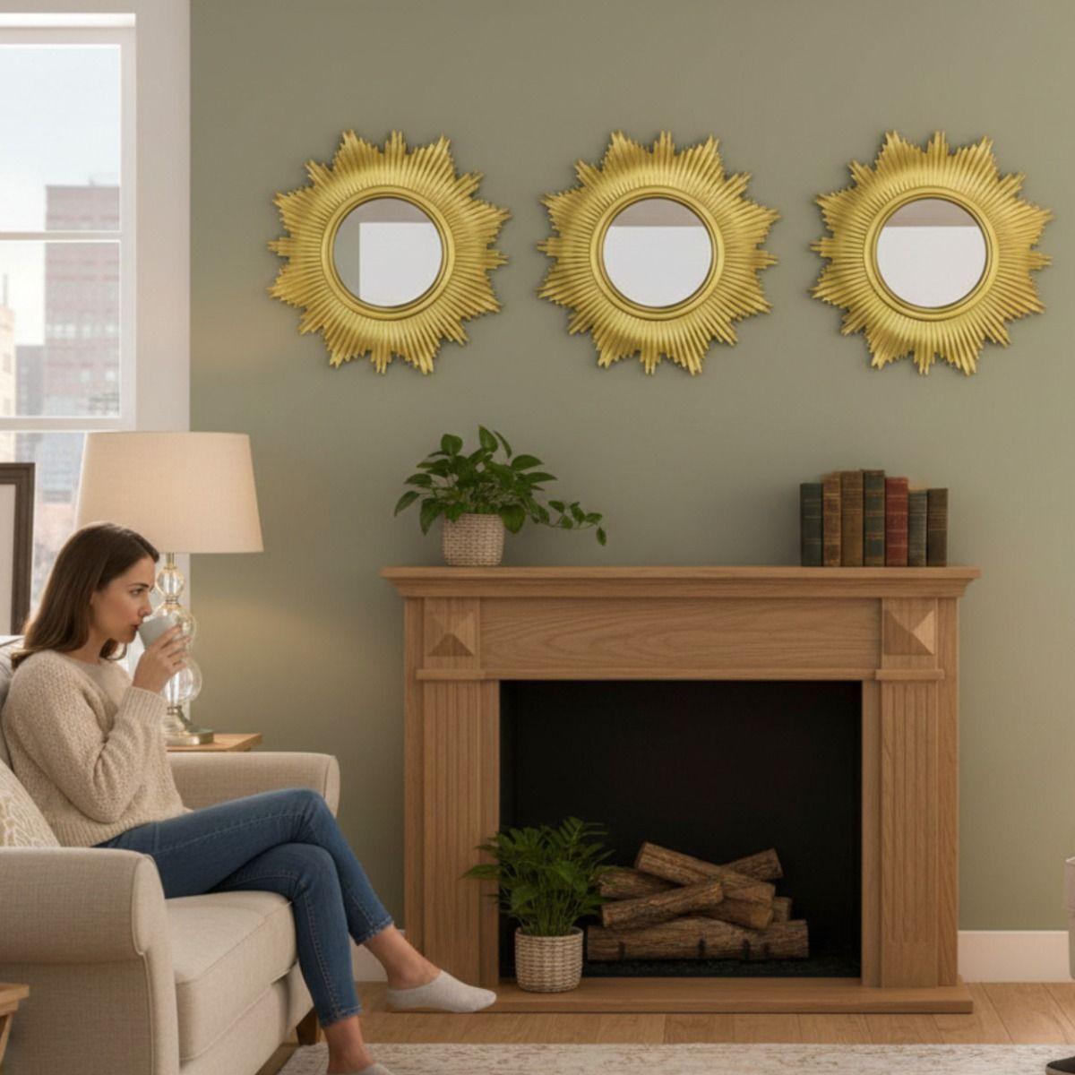 Set 3 Espejo Decorativo Pared Inspiración Solar Adorno Jhn-3