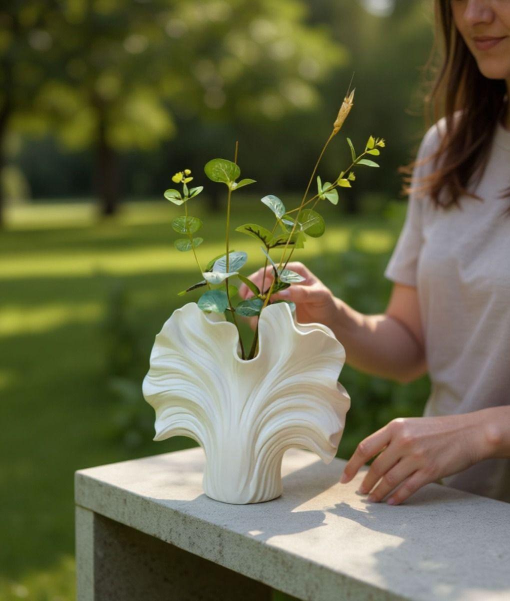 Florero Decorativo Diseño Orgánico Forma Ondulada Hogar Jhn-5