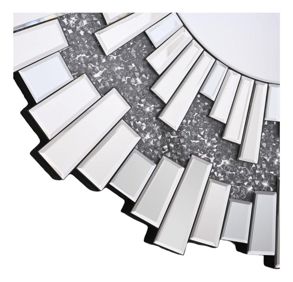 Espejo Redondo Decoración Pared Plateado Moderno Grande Jhn-3