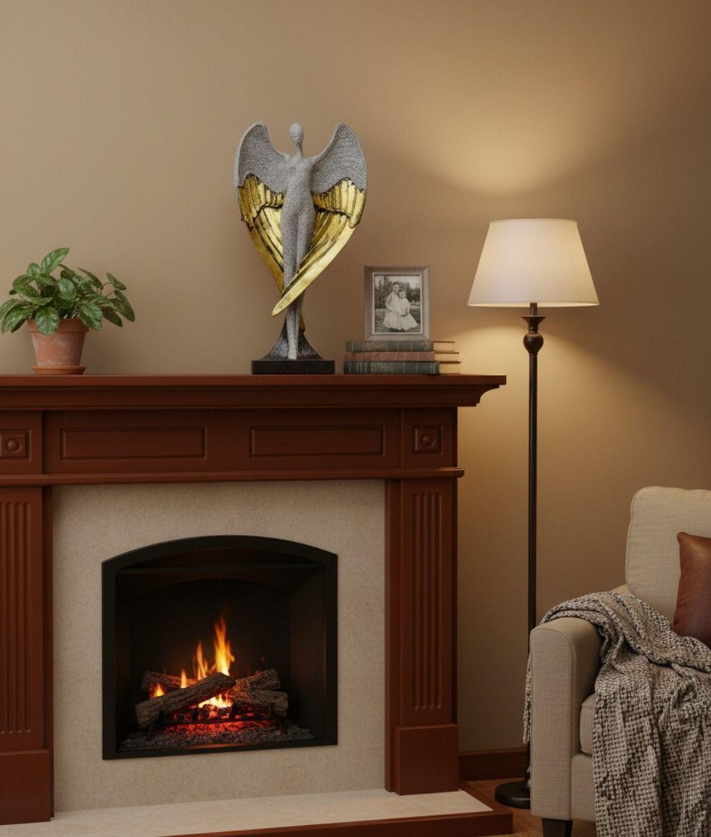 Estatua Ángel Guardián Alado Escultura Decorativa Jhn-5