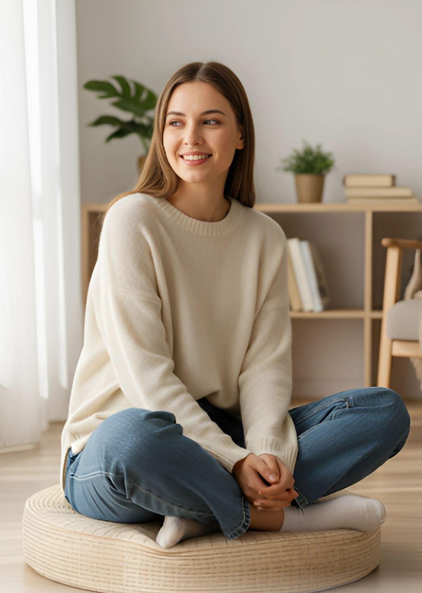 Cojín Decorativo Multifuncional Redondo Natural Yoga Jhn-2