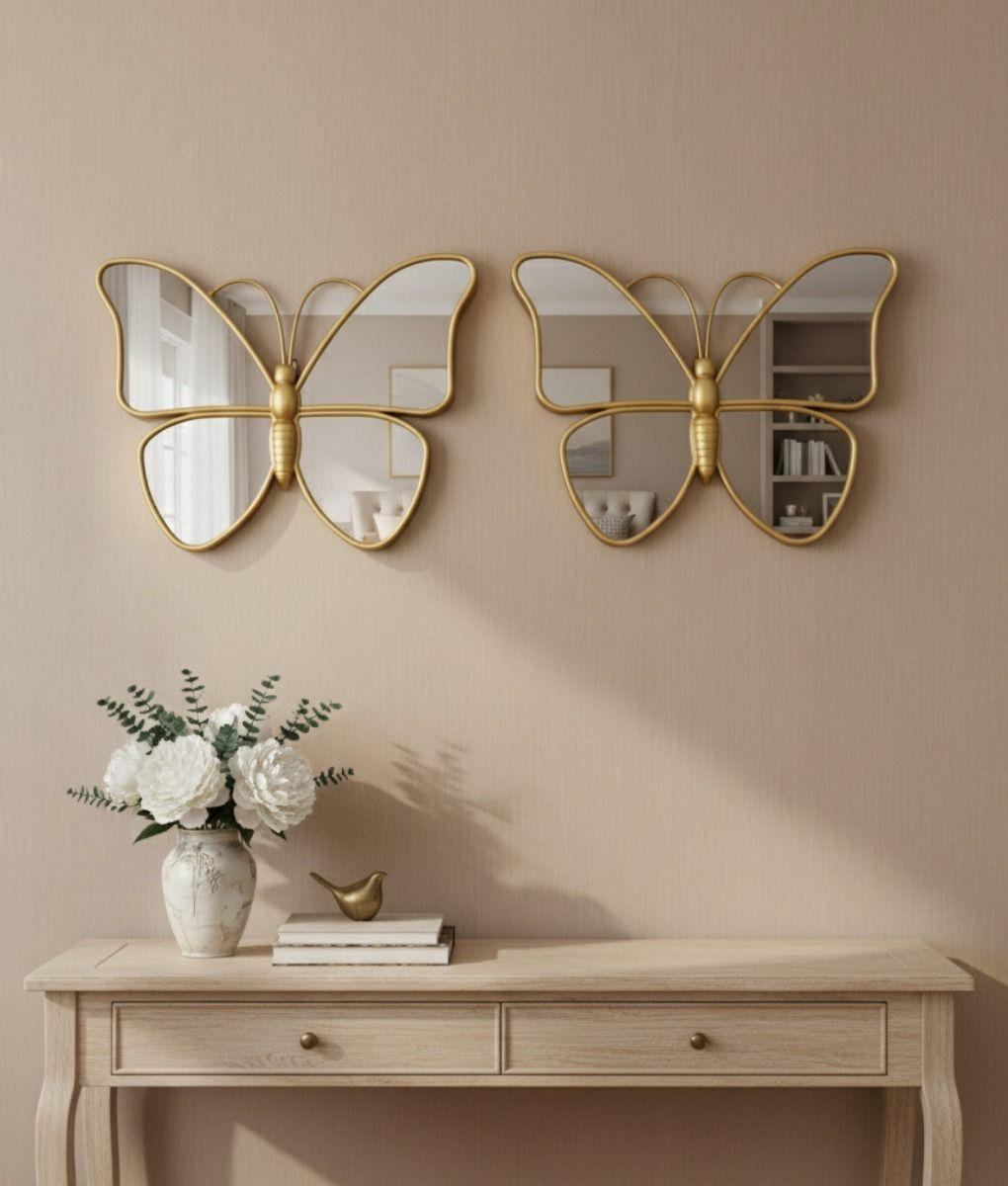 Espejo Decorativo Forma Mariposa Adorno Pared Hogar Jhn-8