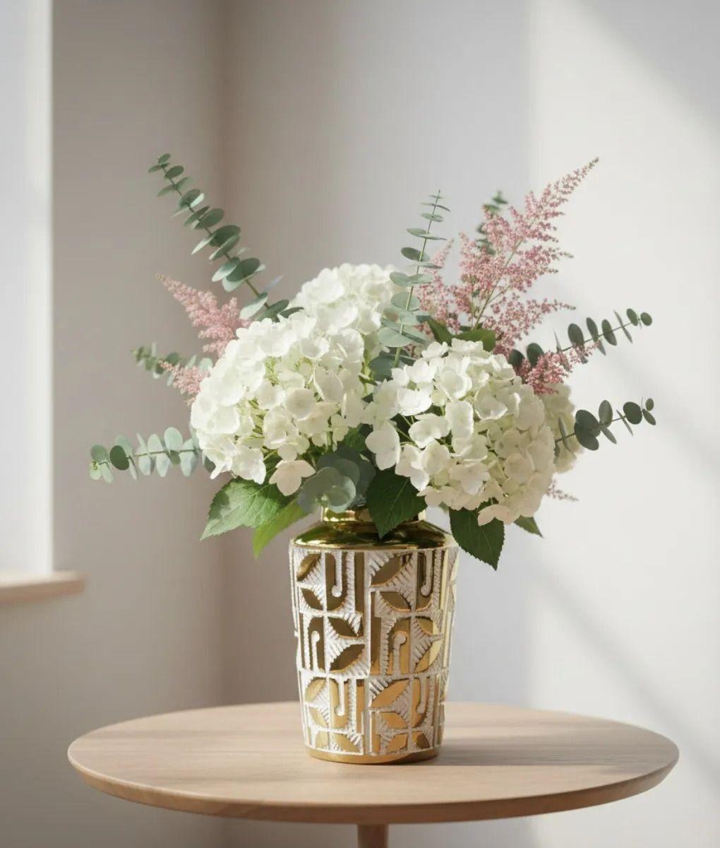 Florero Decorativo Jarrón Diseño Tropical Alto Relieve Jhn -5