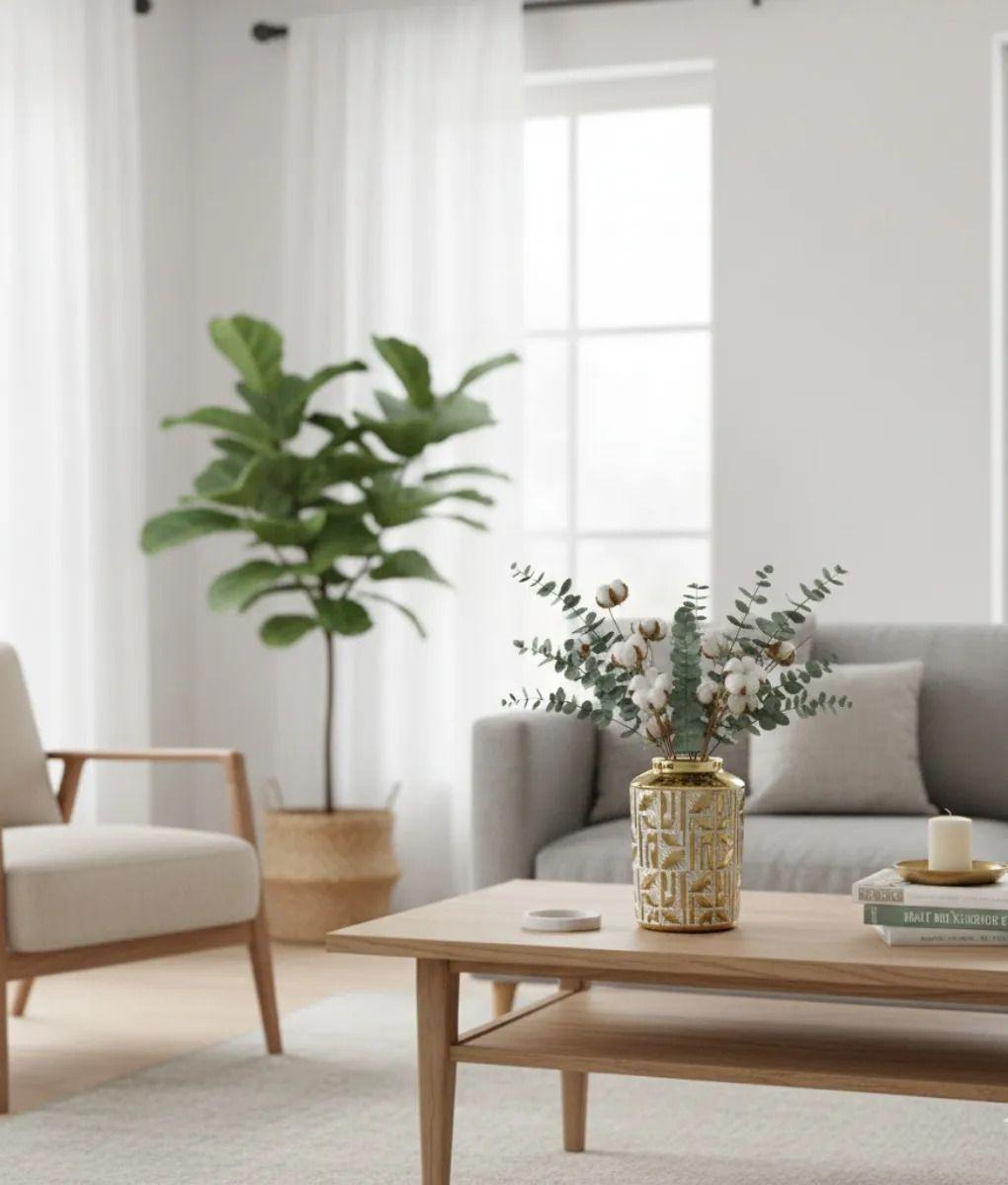 Florero Decorativo Jarrón Diseño Tropical Alto Relieve Jhn -8