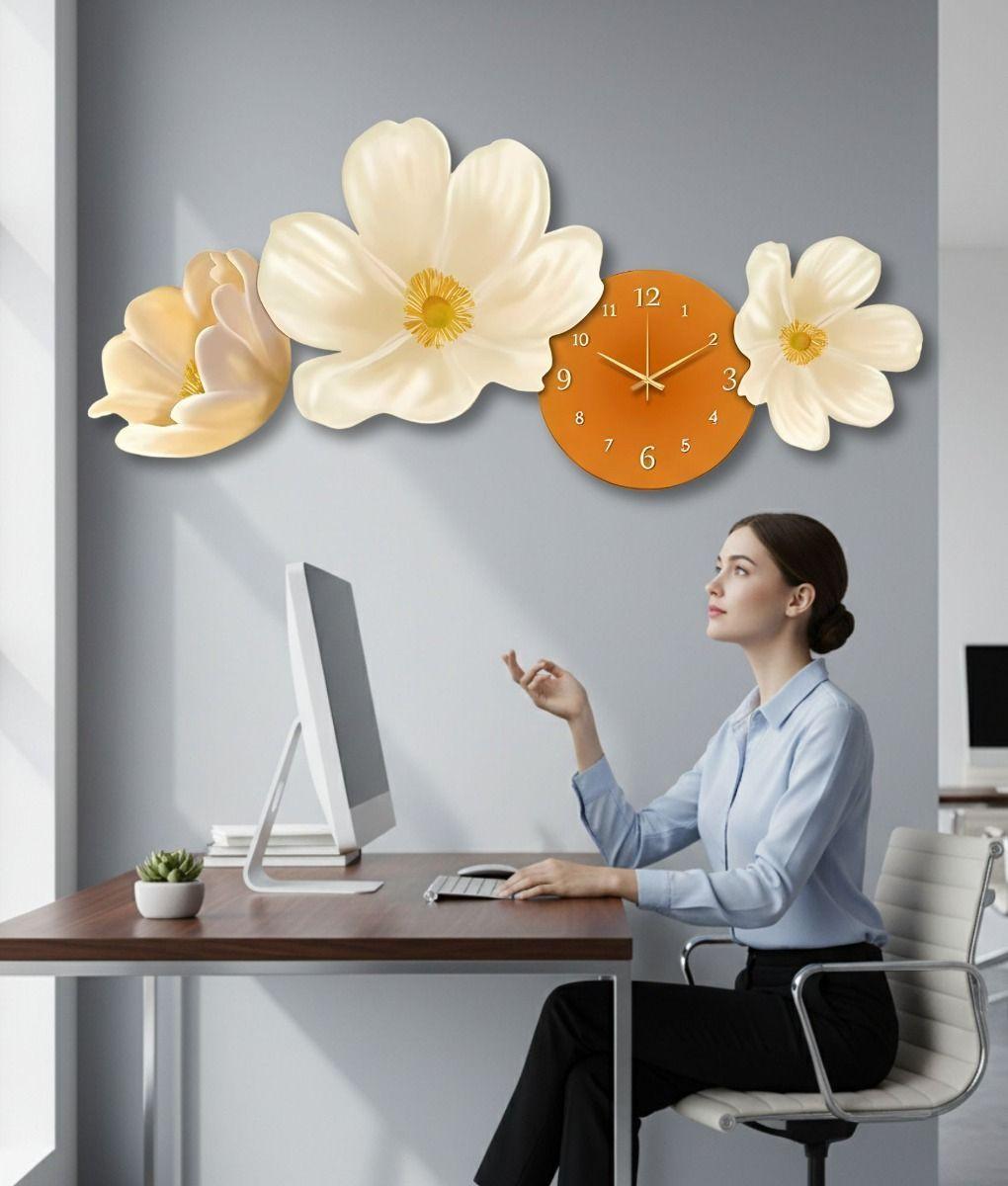Reloj Pared Decorativo LED Diseño Floral 3D Hogar Jhn-4