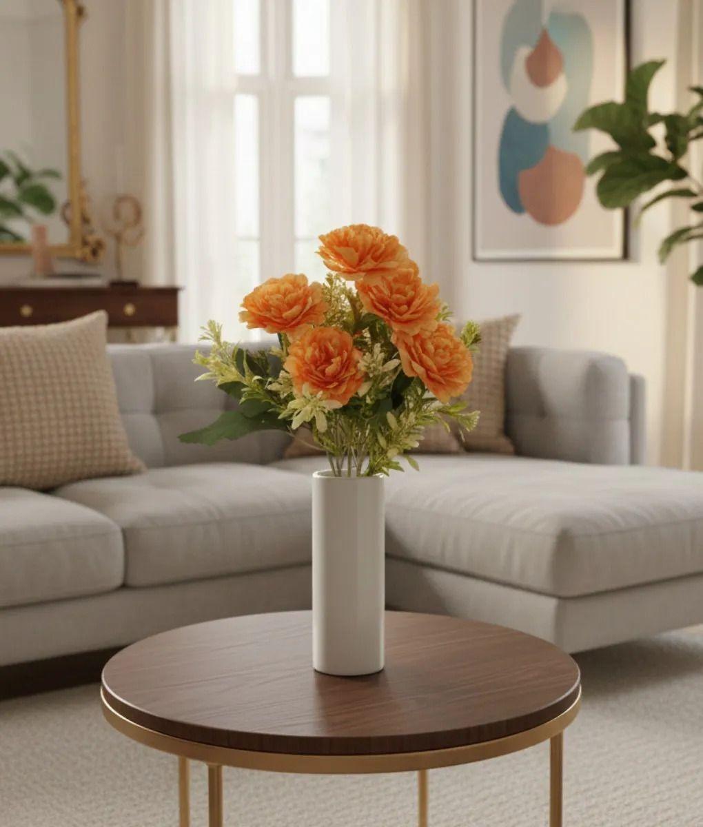 Set 4 Flores Artificiales Ramo Decorativo Peonía Follaje Jhn-7