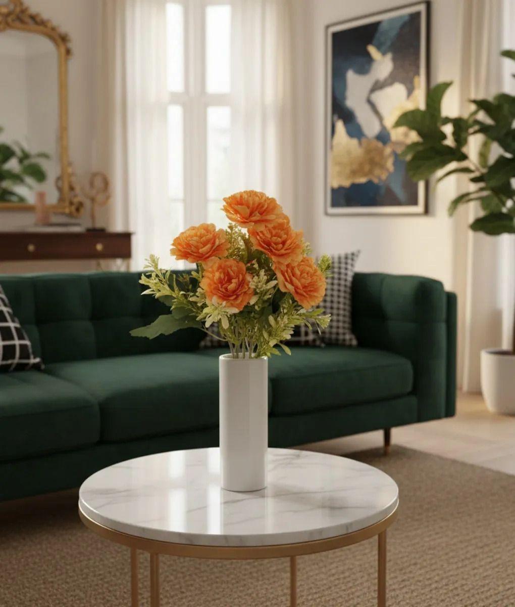 Set 4 Flores Artificiales Ramo Decorativo Peonía Follaje Jhn-8