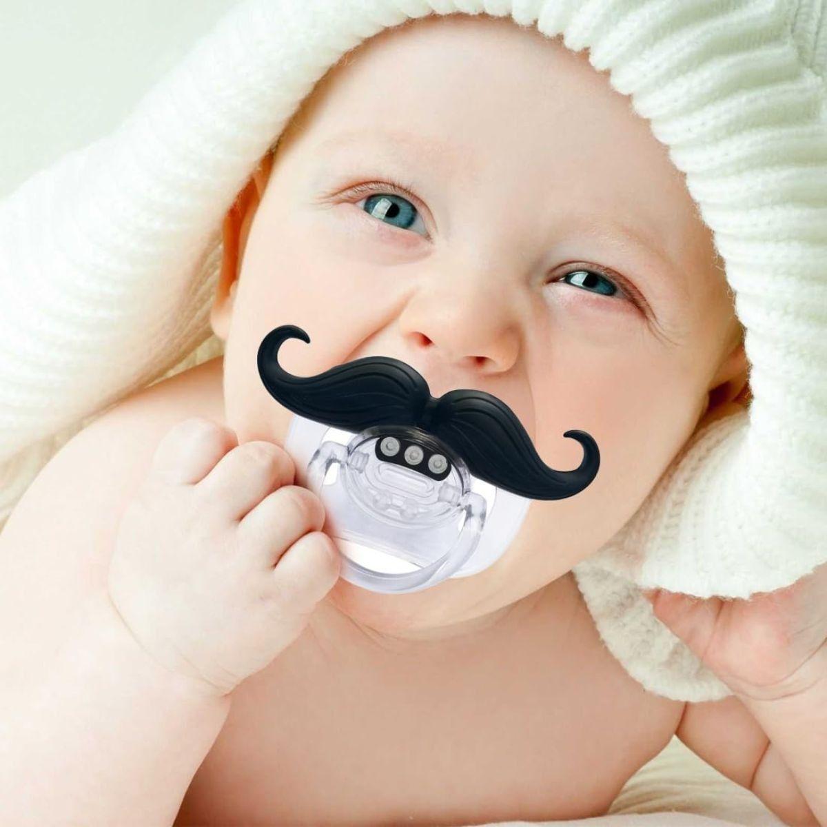 SET 6 CHUPETES DE BIGOTE DIVERTIDO SEGURO SILICONA BEBE LAU-3