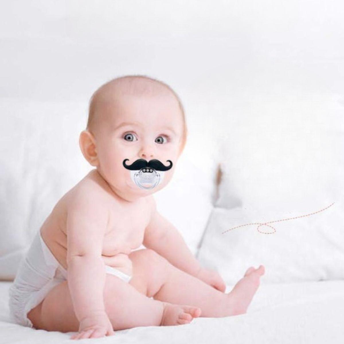 SET 6 CHUPETES DE BIGOTE DIVERTIDO SEGURO SILICONA BEBE LAU-7