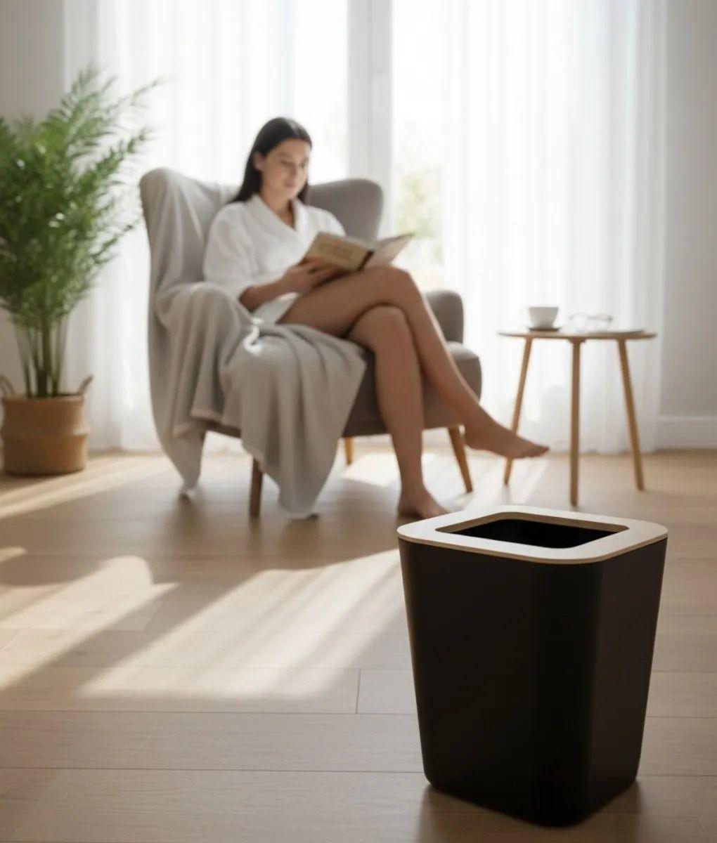 Basurero Papelera Diseño Contemporáneo Toque Natural Jhn-3