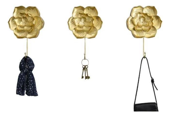 Set 3 Perchero Pared Adorno Decorativo Diseño Floral Jhn-1