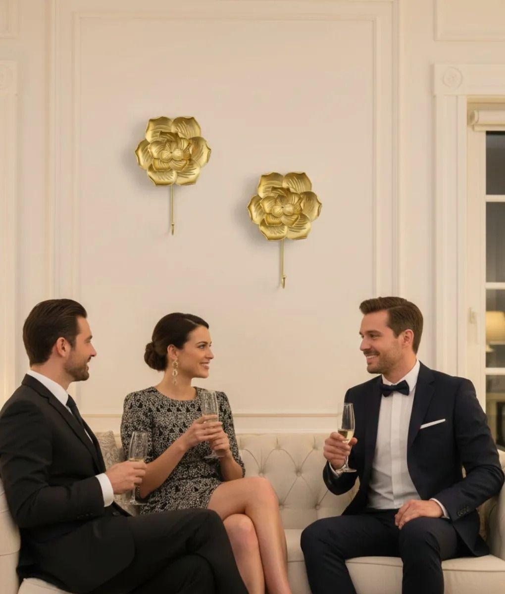 Set 3 Perchero Pared Adorno Decorativo Diseño Floral Jhn-2