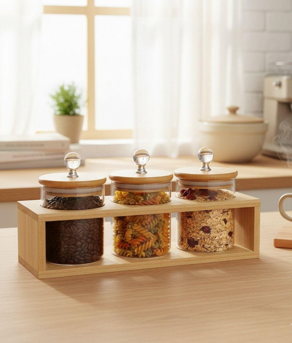 Set 3 Frascos Almacenamiento Organización Recipientes Jhn-7