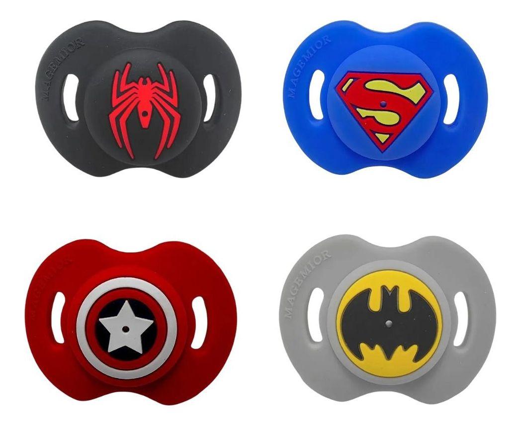 SET 3 CHUPETES SUPERHEROES ANATOMICO DIVERTIDO BEBE LAU-4