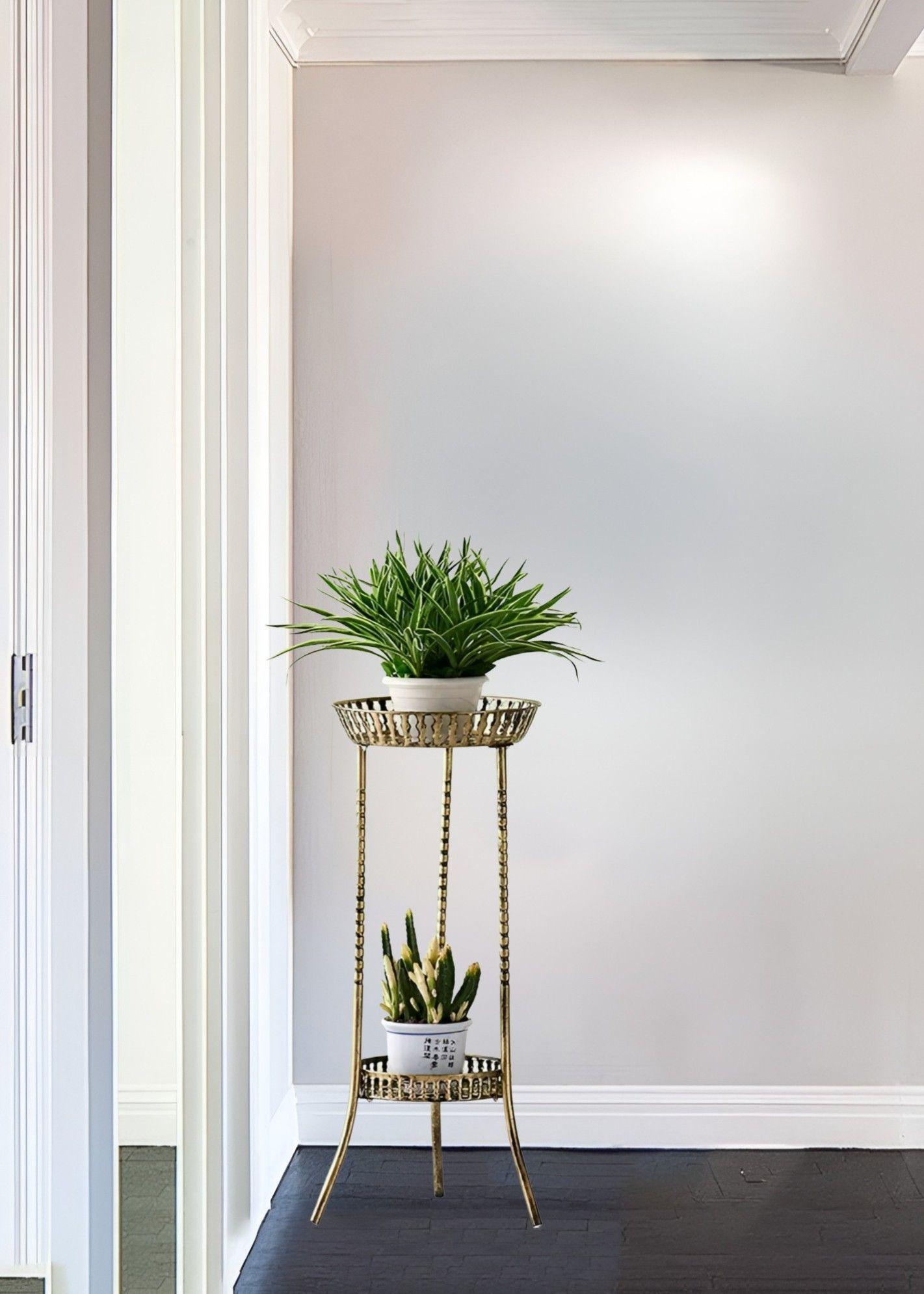 Porta Maceta Plantas Exhibición Soporte 2 Niveles Pie Jhn-3