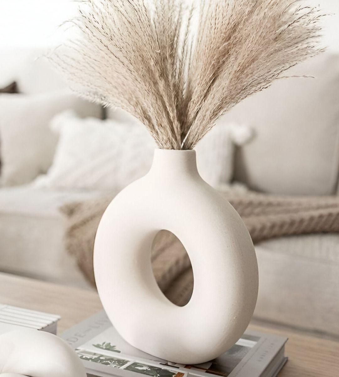 Jarrón Florero Cerámica Blanca Decoración Moderna 15,5cm Jhn-6