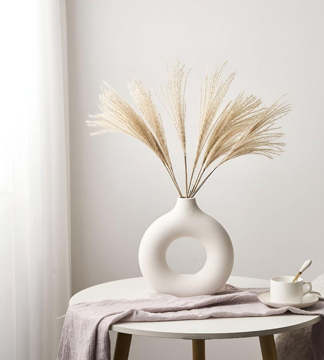 Jarrón Florero Cerámica Blanca Decoración Moderna 15,5cm Jhn-7