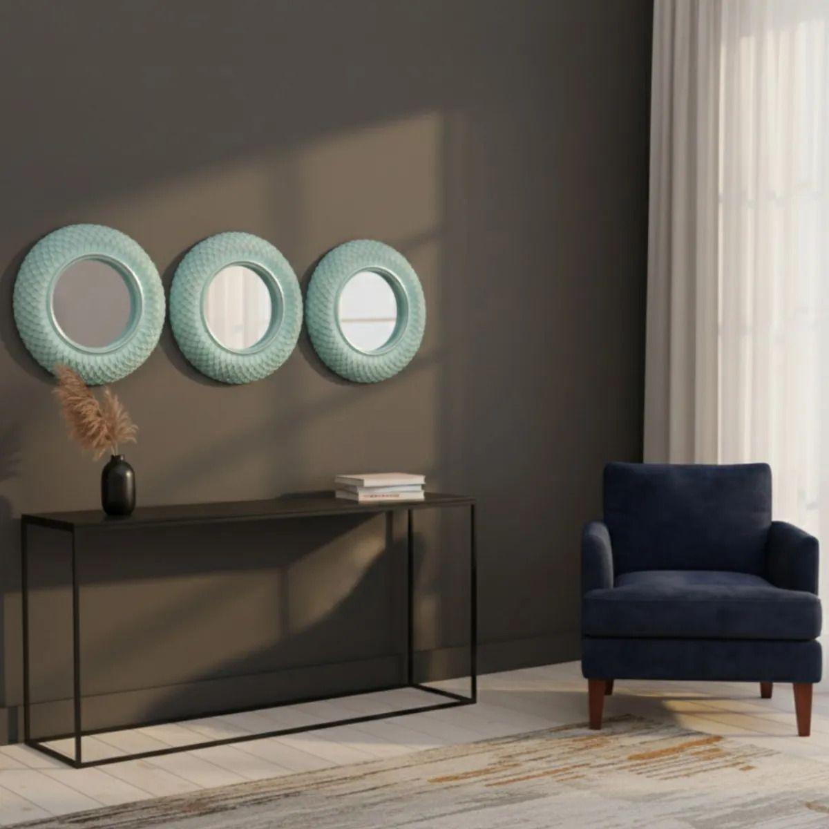 Set 3 Espejo Acento Decorativo Pared Diseño Vintage Jhn-6