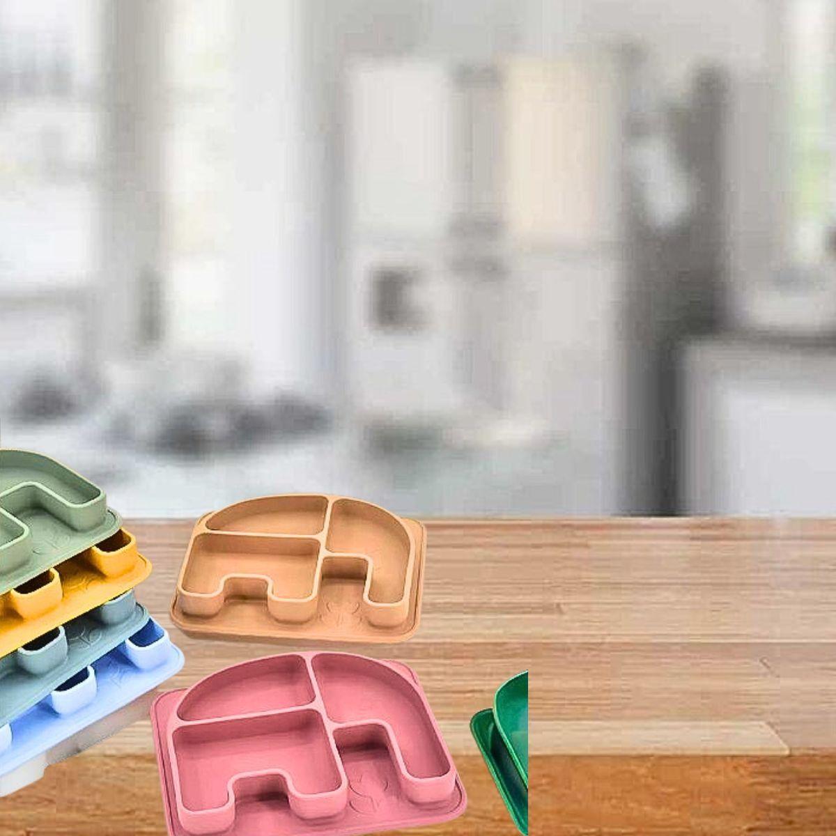 Set 2 Platos Diseño Elefante Silicona Antideslizante Lau-5