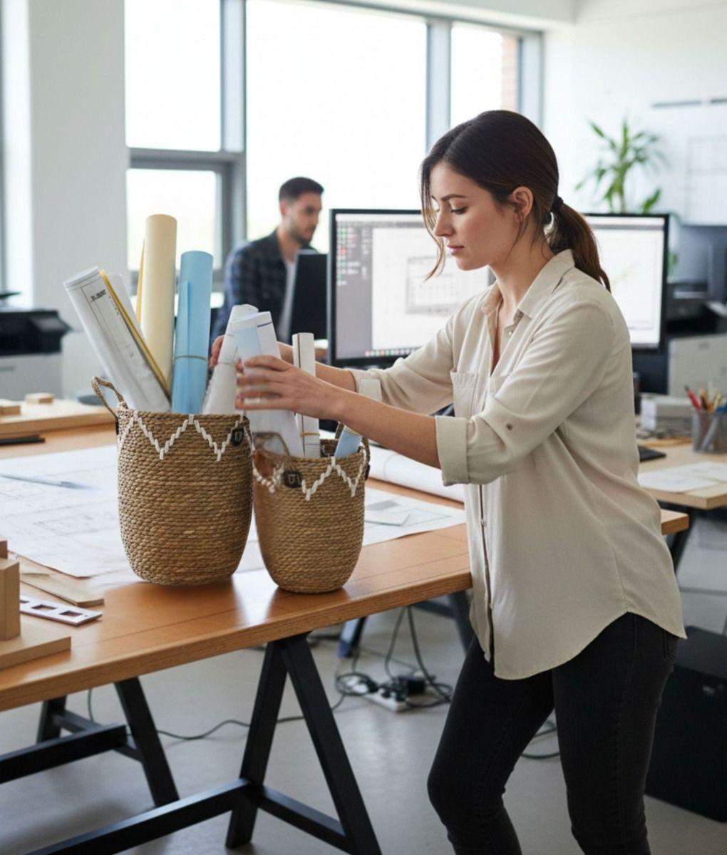 Set 2 Canasto Decorativo Moderno Cesto Almacenamiento Jhn-3